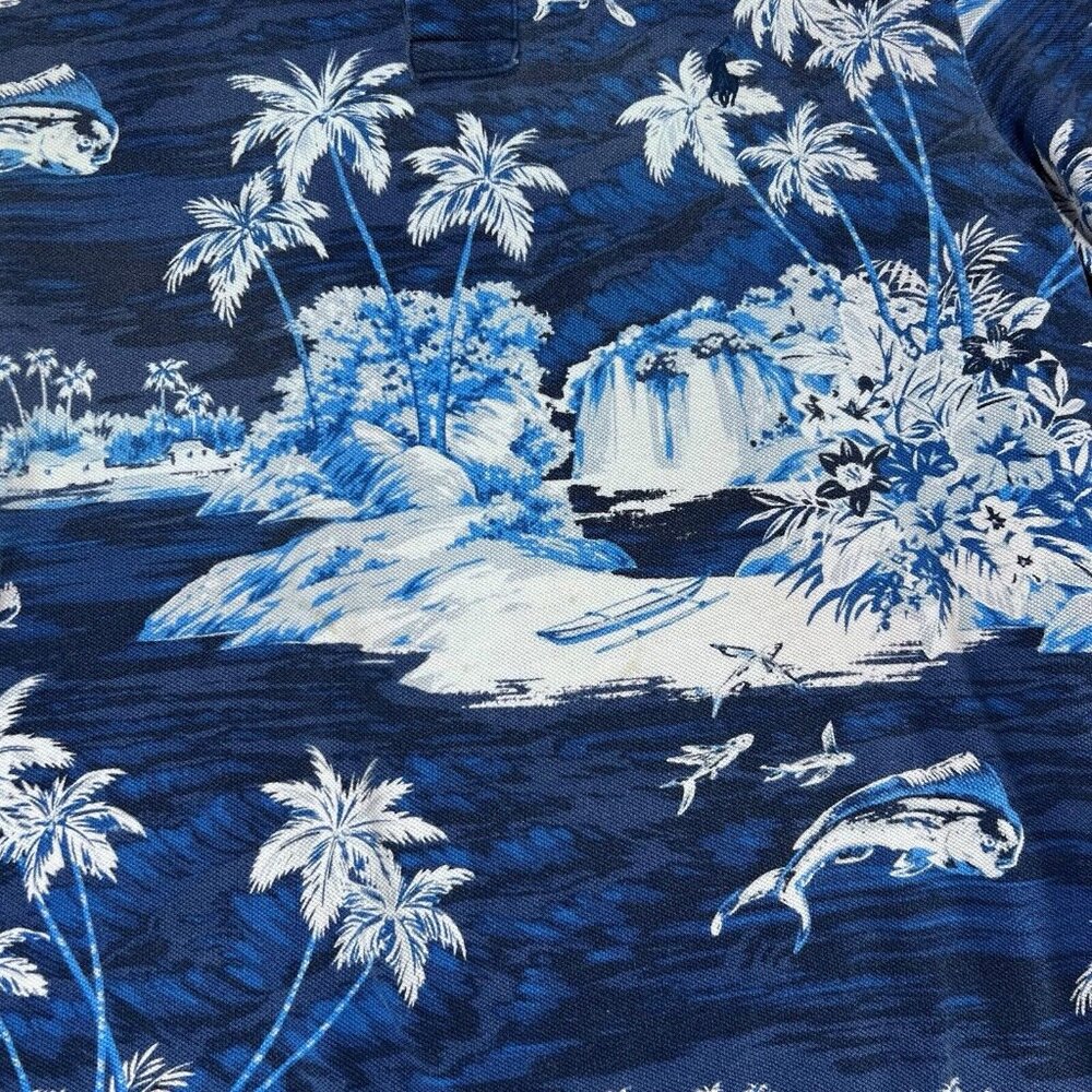 Polo Ralph Lauren Tropical Fish Shirt All Over Mens Med Blue Button Down Classic - Picture 3 of 14